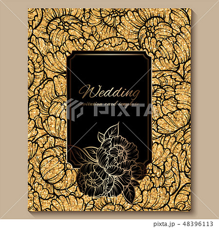 Antique royal luxury wedding invitation, gold 48396113