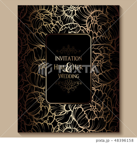 Antique royal luxury wedding invitation, gold 48396158