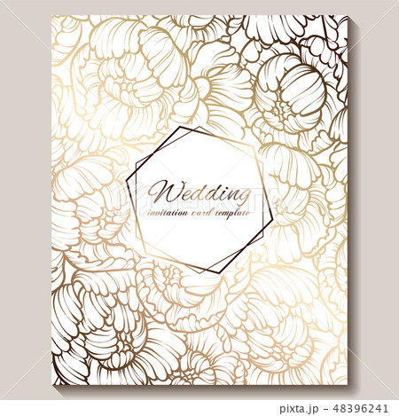Antique royal luxury wedding invitation, gold 48396241