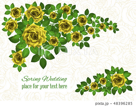 Set of beautiful bouquets with roses and leaves 48396285