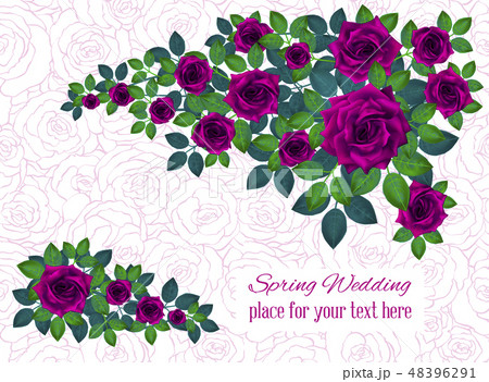 Set of beautiful bouquets with roses and leaves Set of beautiful bouquets with roses and leaves 48396291