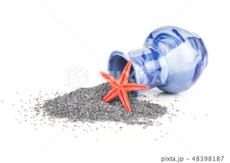 Czech blue poppy seeds isolated on white 48398187