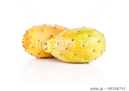 Fresh bright prickly pear opuntia isolated white 48398742