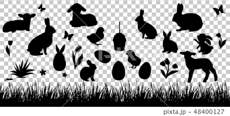 Set of easter animals. Silhouettes animals farm 48400127