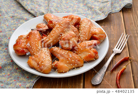 Baked Chicken Wings with Honey. Baked Chicken Wings with Honey. 48402135