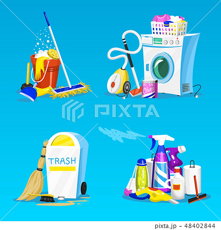Cleaning tools. Set of House icons for poster. Washing machine, Detergents Cleanser for apartments Cleaning tools. Set of House icons for poster. Washing machine, Detergents Cleanser for apartments 48402844