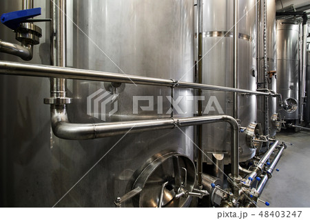 whiskey factory Interior view of Whisky and Vodka Distillery 48403247