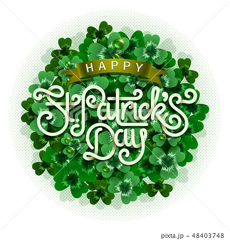 Happy saint Patricks day greeting poster with 3d paper lettering text. Vector illustration Happy saint Patricks day greeting poster with 3d paper lettering text. Vector illustration 48403748