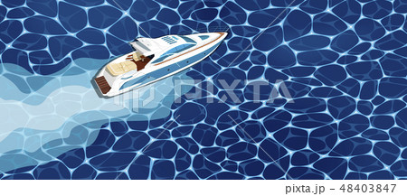 Top view speed boat on water poster 48403847