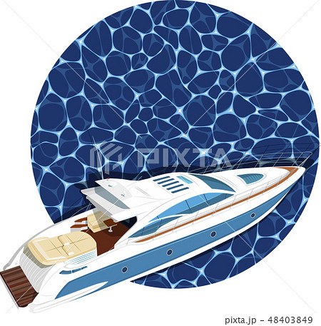 Top view speed boat on water poster 48403849