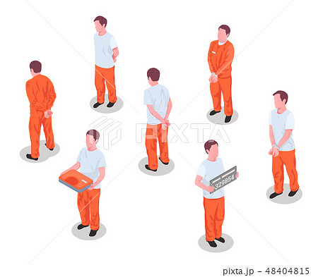 Jail Prisoners Characters Set のイラスト素材