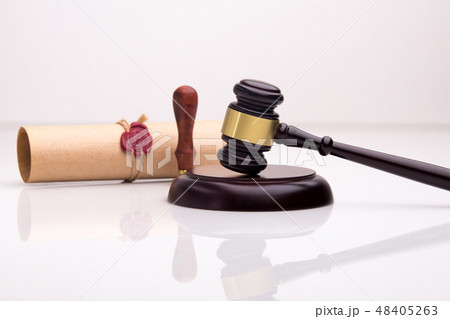 Notary's public pen and stamp on testament and last will. Notary public 48405263