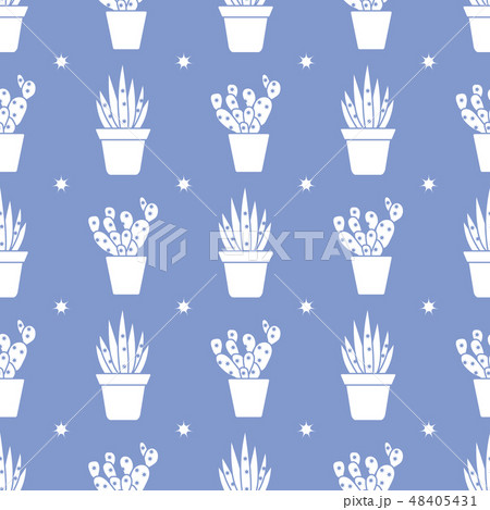 Vector seamless pattern with cactus and succulents 48405431