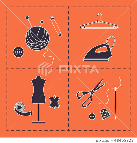 Illustration with tools and accessories for sewing Illustration with tools and accessories for sewing 48405825