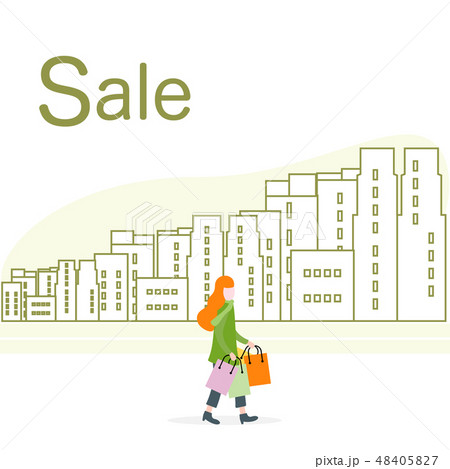 Big sale and shopping concept Woman, city. 48405827