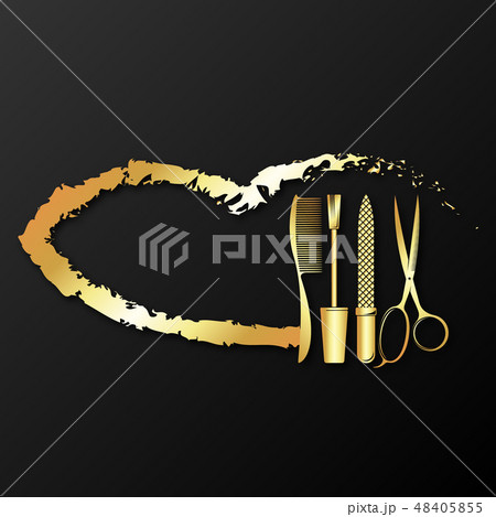 Golden lips and beauty salon tools Golden lips and beauty salon tools 48405855