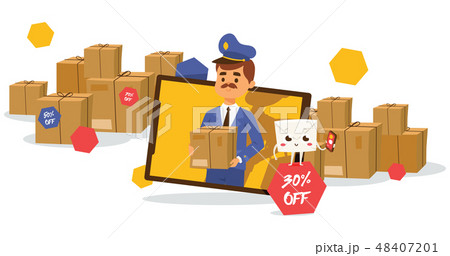 Postman vector mailman delivers mails in postbox or mailbox and post people character carries mailed 48407201
