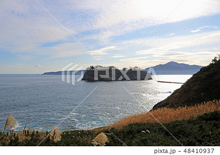 崎山自然観察路、潮吹穴付近から日出島を望む 48410937