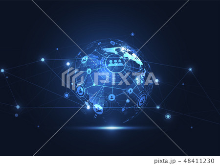Global network connection. World map point 48411230
