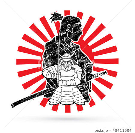 2 Samurai composition ready to fight vector 2 Samurai composition ready to fight vector 48411604