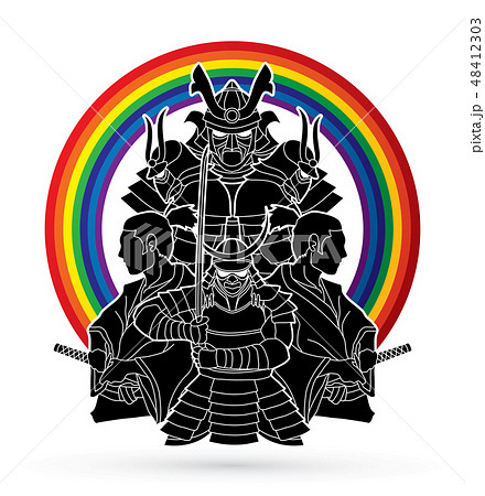 Group of Samurai, Ready to fight action vector 48412303