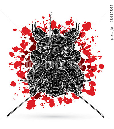 Group of Samurai, Ready to fight action vector Group of Samurai, Ready to fight action vector 48412345