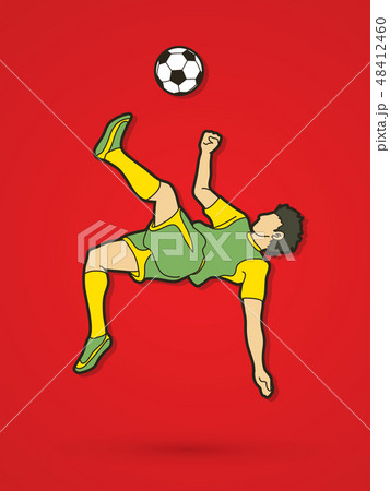Soccer player somersault kick Overhead kick vector Soccer player somersault kick Overhead kick vector 48412460