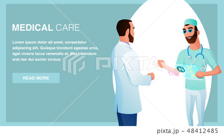 Two Smiling Doctor Pharmacist Talk Medical Care 48412485