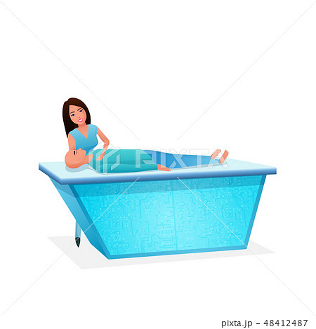 Nurse with Patient on Operating Table Illustration 48412487