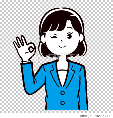 スーツ女性 OKサイン スーツ女性 OKサイン 48413742