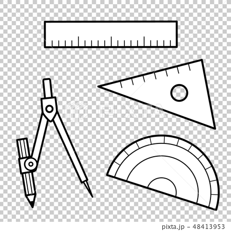 Ruler And Compass Monochrome Stock Illustration