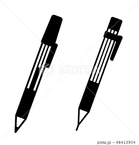 ボールペンとシャープペン モノクロのイラスト素材 48413954 Pixta