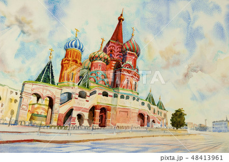 Cathedral of St. Basil in the Red Square Russia. 48413961