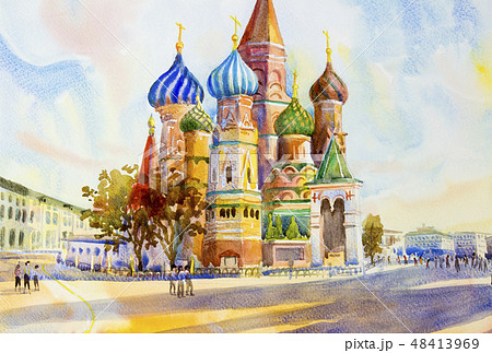 Cathedral of St. Basil in the Red Square Russia. 48413969
