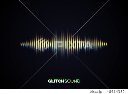Audio or sound wave with music volume peaks and color glitch effect 48414382