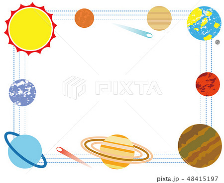 太陽系惑星フレーム2 フラットデザインver Solar System Flat Designのイラスト素材