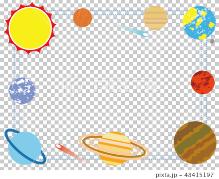 太陽系惑星フレーム2 フラットデザインver Solar System Flat Designのイラスト素材