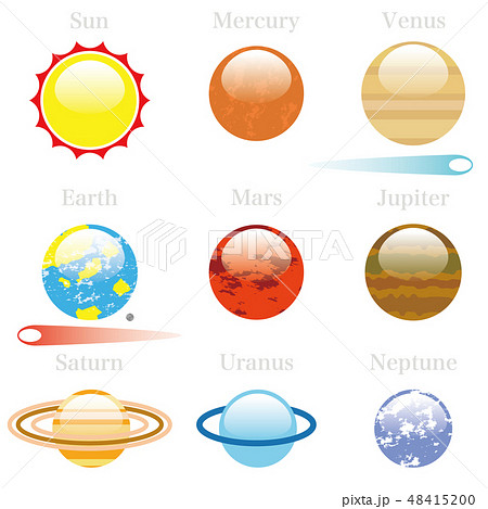 太陽系惑星のイラストアイコン Solar system icon 48415200