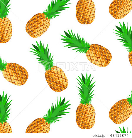 Seamless background with ripe pineapples 48415374