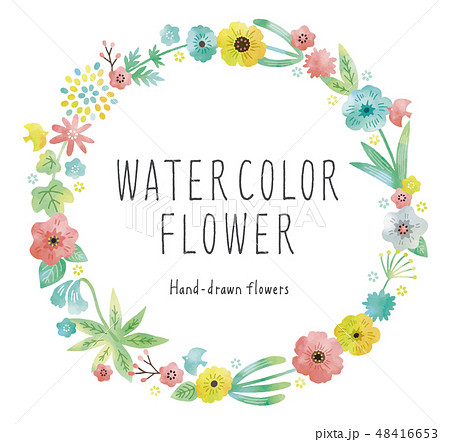 水彩の花フレームパステルカラー 48416653
