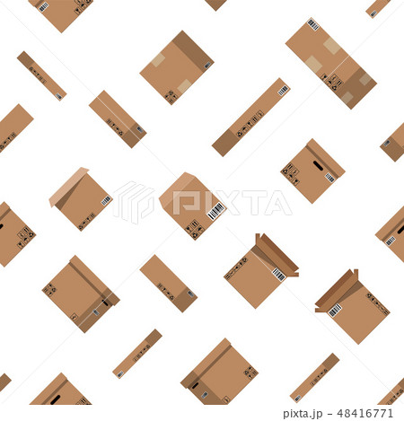 Seamless cardboard boxes set pattern. 48416771