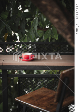 Hot coffee on table with abstract emotion Hot coffee on table with abstract emotion 48417147