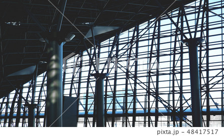 Steel structure workshop in construction, steel frame factory building Steel structure workshop in construction, steel frame factory building 48417517