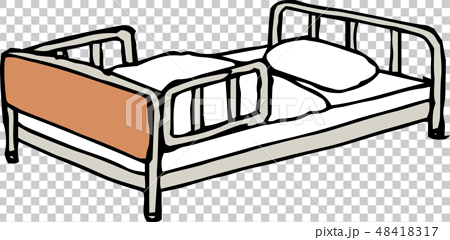 ベッド イラスト 手描き ラフスケッチ 寝具 寝室のイラスト素材