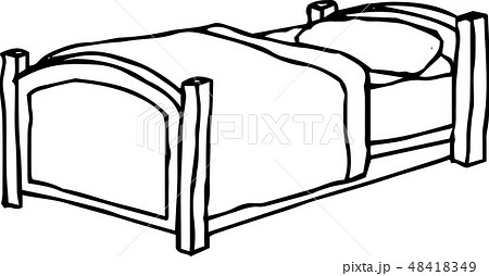 ベッド イラスト 手描き ラフスケッチ 寝具 寝室のイラスト素材