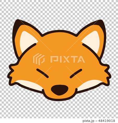 シンプルで可愛い狐の顔のイラスト 主線ありのイラスト素材