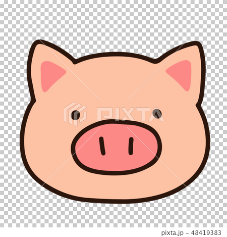 Simple And Cute Piglet Face Illustration With Stock Illustration