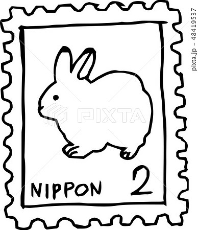 切手　日本　手紙　手描き　ラフスケッチ 48419537