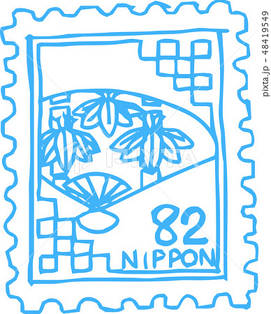切手 日本 手紙 手描き ラフスケッチのイラスト素材