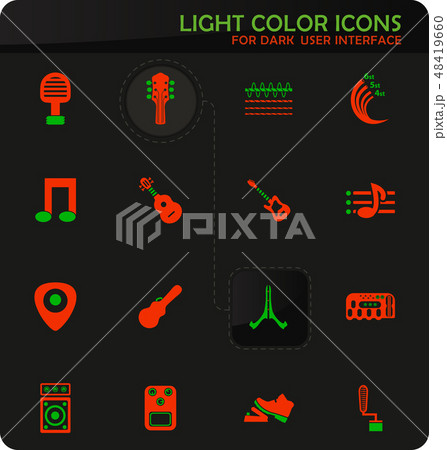 Guitar and accessories icons set 48419660